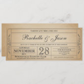 Vintage Wedding Ticket Einladung (Vorne/Hinten)