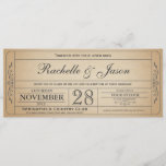 Vintage Wedding Ticket Einladung<br><div class="desc">Erstelle personalisierte Ankündigungskarten und Einladungen für jedes Ereignis! Füge kostenfrei sowohl auf der Vorder- als auch auf der Rückseite der Karte Bilder und Texte hinzu.</div>