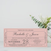 Vintage Wedding Ticket Einladung (Stehend Vorderseite)