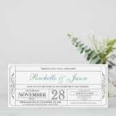 Vintage Wedding Ticket Einladung (Stehend Vorderseite)