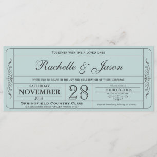 Vintage Wedding Ticket Einladung