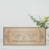 Vintage Wedding Ticket Einladung (Stehend Vorderseite)