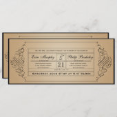 Vintage Wedding Ticket Einladung (Vorne/Hinten)