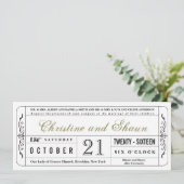 Vintage Wedding Ticket Einladung in Olive Green (Stehend Vorderseite)