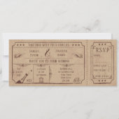 Vintage Wedding Ticket Einladung mit angeschlossen (Vorderseite)