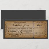 Vintage Wedding Ticket Einladung mit UAWG (Vorne/Hinten)