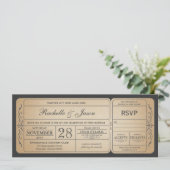Vintage Wedding Ticket Einladung mit UAWG (Stehend Vorderseite)