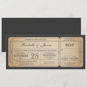 Vintage Wedding Ticket Einladung mit UAWG (Vorne/Hinten)