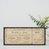 Vintage Wedding Ticket Einladung mit UAWG 2.0 (Stehend Vorderseite)