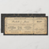 Vintage Wedding Ticket Einladung mit UAWG 3.0 (Vorne/Hinten)