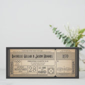 Vintage Wedding Ticket Einladung mit UAWG II (Stehend Vorderseite)