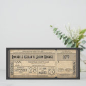 Vintage Wedding Ticket Einladung mit UAWG II (Stehend Vorderseite)