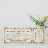 Vintage Wedding Ticket Einladungen I (Stehend Vorderseite)