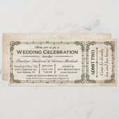 Vintage Wedding Ticket Einladungen I (Vorne/Hinten)