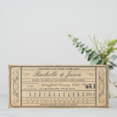 Vintage Wedding Ticket II Punchout Einladung (Stehend Vorderseite)