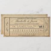 Vintage Wedding Ticket II Punchout Einladung (Vorne/Hinten)