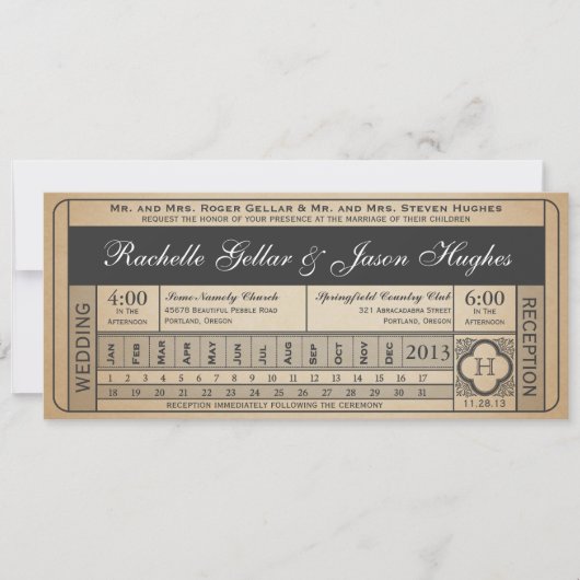 Vintage Wedding Ticket III Punchout (Vorderseite)