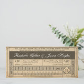 Vintage Wedding Ticket III Punchout Einladung (Stehend Vorderseite)