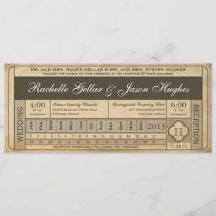 Vintage Wedding Ticket III Punchout Einladung