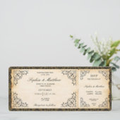 Vintage Wedding Ticket RSVP Baroque Einladung (Stehend Vorderseite)