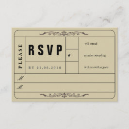 Vintage Wedding Ticket RSVP Card