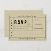 Vintage Wedding Ticket RSVP Card (Vorne/Hinten)