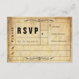 Vintage Wedding Ticket RSVP Card Karte
