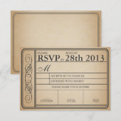 Vintage Wedding Ticket UAWG II Punchout RSVP Karte (Vorne/Hinten)
