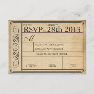 Vintage Wedding Ticket UAWG II Punchout RSVP Karte