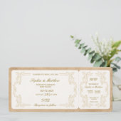 Vintage Wedding Ticket with RSVP  Einladung (Stehend Vorderseite)