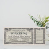 Vintage Wedding Tickets mit RSVP Cards v.2 Einladung (Stehend Vorderseite)