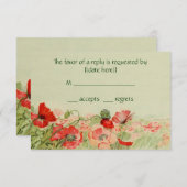 Vintage Wedding UAWG Response, Red Poppy Blume RSVP Karte (Vorne/Hinten)