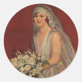 Vintage Wedding, Viktorianisch Bride Bridal Portra Runder Aufkleber