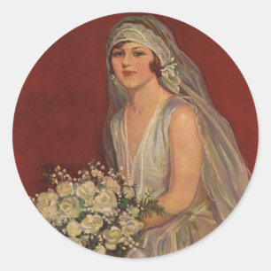 Vintage Wedding, Viktorianisch Bride Bridal Portra Runder Aufkleber