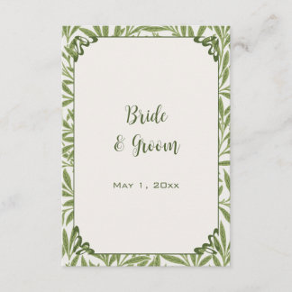 Vintage Wedding, Viktorianisch Willow Blätter Patt Begleitkarte
