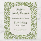 Vintage Wedding, Viktorianisch Willow Blätter Patt Weinetikett (Einzelnes Label)
