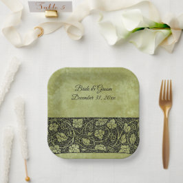 Vintage Wedding, Viktorianische Blätter für Weintr Pappteller