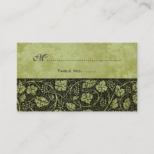 Vintage Wedding, Viktorianische Blätter für Weintr Platzkarte (Vorderseite)
