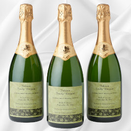 Vintage Wedding, Viktorianische Blätter für Weintr Schaumweinetikett