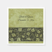 Vintage Wedding, Viktorianische Blätter für Weintr Serviette (Vorderseite)
