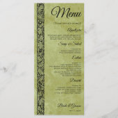 Vintage Wedding, Viktorianische Blume Blumenrolle Menükarte (Vorderseite)