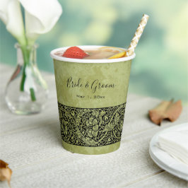 Vintage Wedding, Viktorianische Blume Blumenrolle Pappbecher