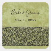 Vintage Wedding, Viktorianische Blume Blumenrolle Quadratischer Aufkleber (Vorderseite)