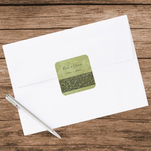 Vintage Wedding, Viktorianische Blume Blumenrolle Quadratischer Aufkleber