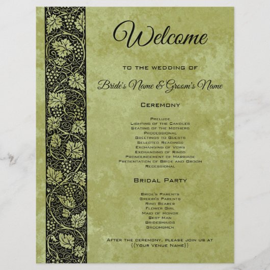 Vintage Wedding, Viktorianisches Weinprogramm (Vorderseite)