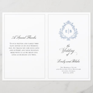 Vintage Wedding Wappen Folded Wedding Programm