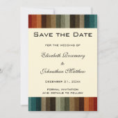 Vintage Wedding, warme Herbststreifen Muster Save The Date (Vorderseite)