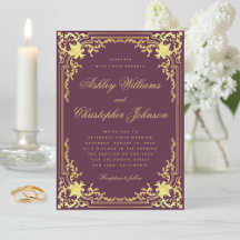 Vintage Wedding Wine Color Imitate Gold Verzierte 
