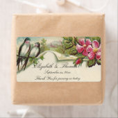 Vintage Wedding Wine Label Rose und Bluebirds (Insitu)