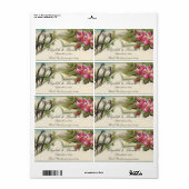 Vintage Wedding Wine Label Rose und Bluebirds (Vorne)